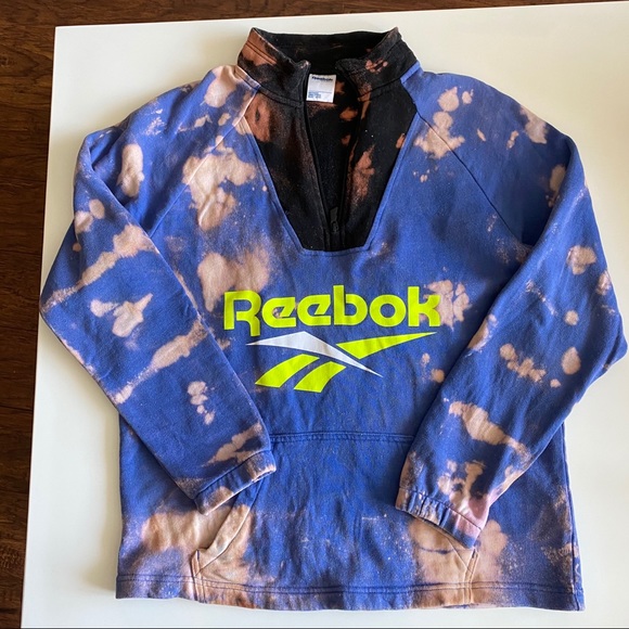 Reebok Tie Dye Vintage 90s Half Zip Oversized Sweatshirt Y2K - Picture 4 of 11